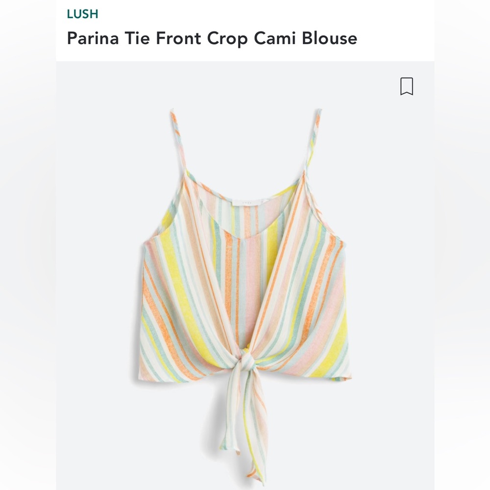 Lush Parina Tie Front Crop Cami Blouse